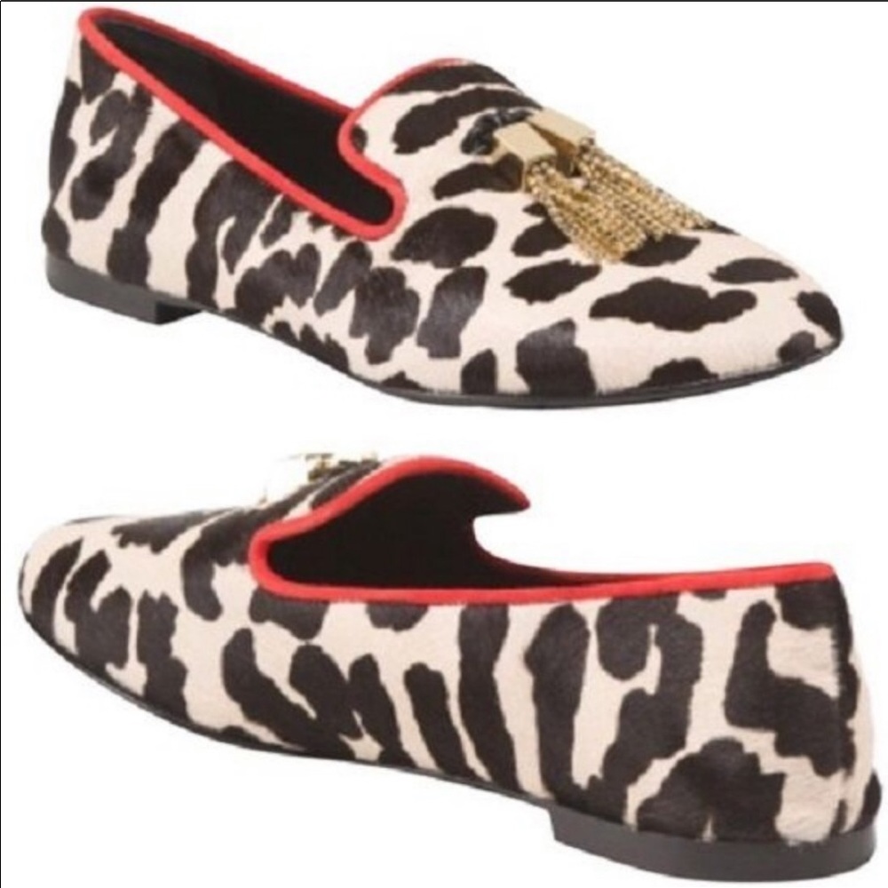 Giuseppe Zanotti Leopard Dalila Tibet Pony Hair Slip On Flats Size 39.5/9.5 EUC